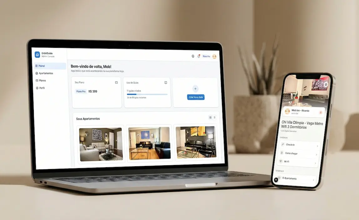 Orbit Guides - Painel de Gestão e Guia do Hóspede